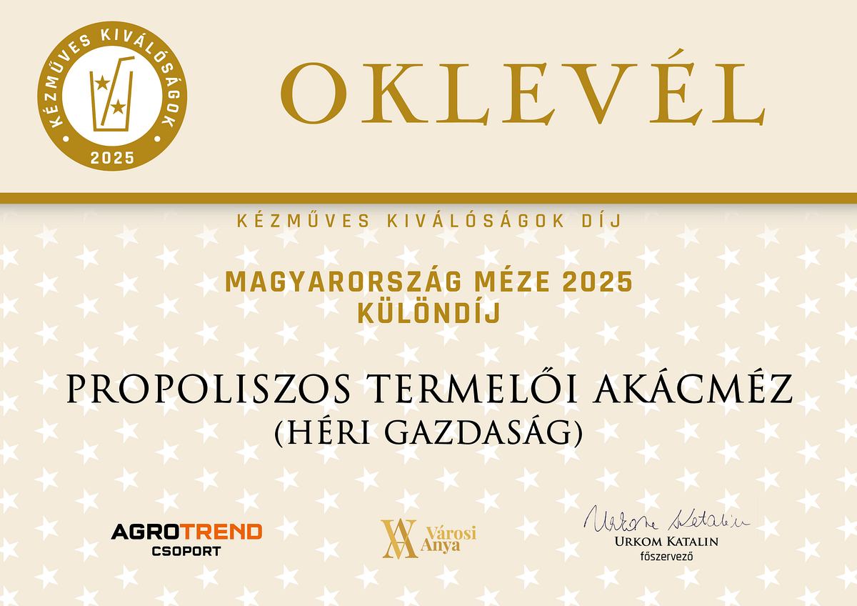 Propoliszos termelői akácméz