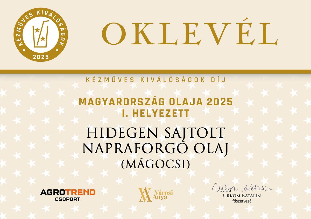 Hidegen sajtolt napraforgó olaj